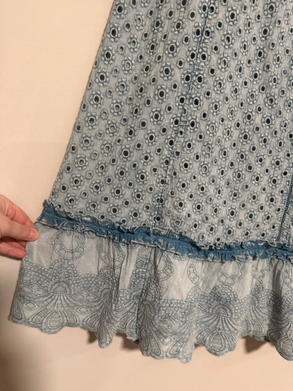Soft Surroundings Porfiria Blue Eyelet Embellished Midi Skirt XL Petite NWT - Picture 4 of 11